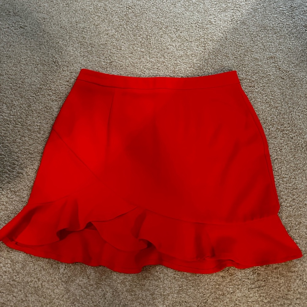 Red Ruffled Mini Skirt